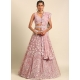 Mauve Net Lehenga Choli With Cord Embroidered Sequins And Thread Work For Women