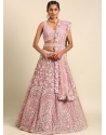 Mauve Net Lehenga Choli With Cord Embroidered Sequins And Thread Work For Women