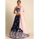 Blue Georgette Lehenga Choli With Cord Embroidered Sequins And Thread Work