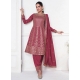 Embroidered Work Silk Salwar Suit In Pink For Ceremonial