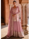 Lavender Georgette Salwar Suit With Embroidered Work