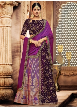 Purple Jacquard Contemporary Sari With Embroidered And Zari Work