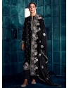 Prime Black Silk Pakistani Salwar Suit With Embroidered And Sequins Work
