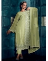 Green Silk Salwar Suit With Embroidered And Sequins Work