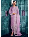 Lavender Silk Salwar Suit With Embroidered And Sequins Work For Ceremonial