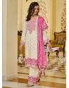 Off White And Pink Chinon Salwar Suit With Embroidered Work For Ceremonial