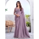 Lavender Silk Patch Border And Embroidered Work Contemporary Saree For Ceremonial