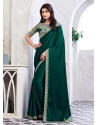 Green Silk Classic Sari With Patch Border And Embroidered Work For Women