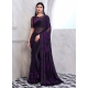Patch Border And Embroidered Work Silk Contemporary Saree In Purple