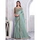 Aqua Blue Silk Classic Saree With Patch Border And Embroidered Work For Ceremonial