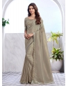 Grey Patch Border And Embroidered Work Silk Classic Sari