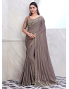 Grey Silk Contemporary Saree With Patch Border And Embroidered Work