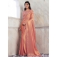 Patch Border And Embroidered Work Shimmer Classic Sari In Peach For Ceremonial