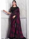 Purple Silk Patch Border And Embroidered Work Party Wear Sarees