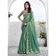 Sea Green Shimmer Patch Border And Embroidered Work Designer Saree For Women