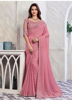 Aesthetic Pink Shimmer Designer Saree