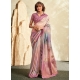 Pink Khadi Silk Print Work Classic Saree For Ceremonial