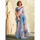 Print Work Khadi Silk Classic Saree In Blue