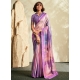 Print Work Khadi Silk Trendy Saree In Purple
