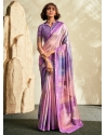 Print Work Khadi Silk Trendy Saree In Purple