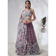 Cut, Embroidered Sequins And Thread Work Georgette Lehenga Choli In Lavender