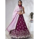 Embroidered Sequins And Thread Work Georgette A - Line Lehenga Choli In Burgundy