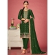 Embroidered Work Vichitra Silk Salwar Suit In Green