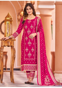 Rayon Salwar Suit In Hot Pink