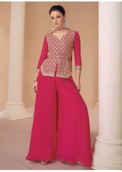 Chinon Readymade Salwar Suit In Pink