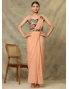 Peach Shimmer Embroidered And Sequins Work Trendy Saree