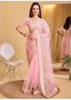 Pink Silk Designer Saree