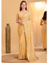 Sequins Work Organza Designer Saree In Gold