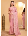 Pink Organza Classic Sari With Sequins Work