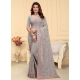 Grey Georgette Embroidered And Resham Work Designer Sari For Women