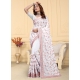 White Georgette Embroidered And Resham Work Contemporary Sari For Ceremonial