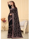Embroidered And Resham Work Georgette Classic Sari In Black