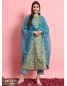 Print Work Rayon Salwar Suit In Green For Casual