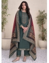 Grey Satin Salwar Suit With Digital Print And Embroidered Work For Women
