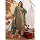 Digital Print And Embroidered Work Cotton Lawn Salwar Suit In Green For Ceremonial