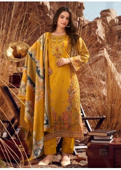 Cotton Lawn Salwar Suit With Digital Print And Embroidered Work