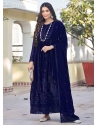 Blue Georgette Salwar Suit With Embroidered Work