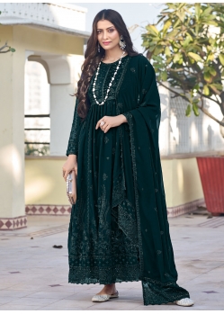 Rama Georgette Trendy Suit With Embroidered Work