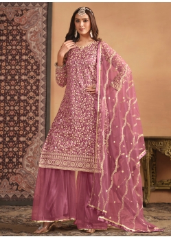 Net Salwar Suit In Lavender