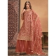 Rust Net Salwar Suit With Embroidered And Sequins Work For Ceremonial