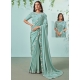 Remarkable Sea Green Crepe Silk Trendy Saree With Cord Embroidered And Sequins Work