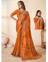 Checks Sequins Stone And Thread Work Silk Classic Sari In Mustard