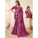 Purple Cord Sequins Stone And Thread Work Silk Trendy Saree