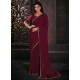Remarkable Maroon Chiffon Satin Contemporary Saree With Patch Border Embroidered Work