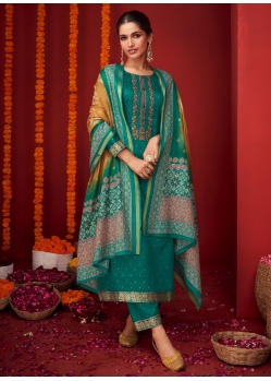 Green Viscose Embroidered Work Salwar Suit For Ceremonial