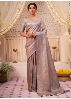 Grey Kanjivaram Silk Trendy Saree